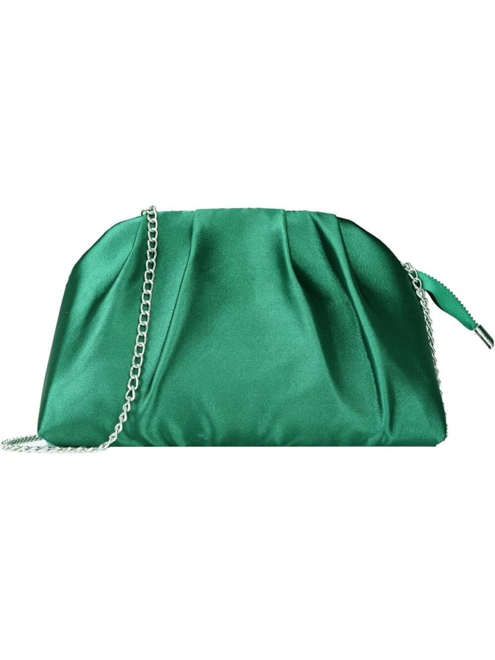 〽️Women's Green Pleated Satin Clutch Purse Shoulder Strap Evening Wedding Bags